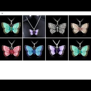 New Enamel Butterfly Crystal Silver Pendant